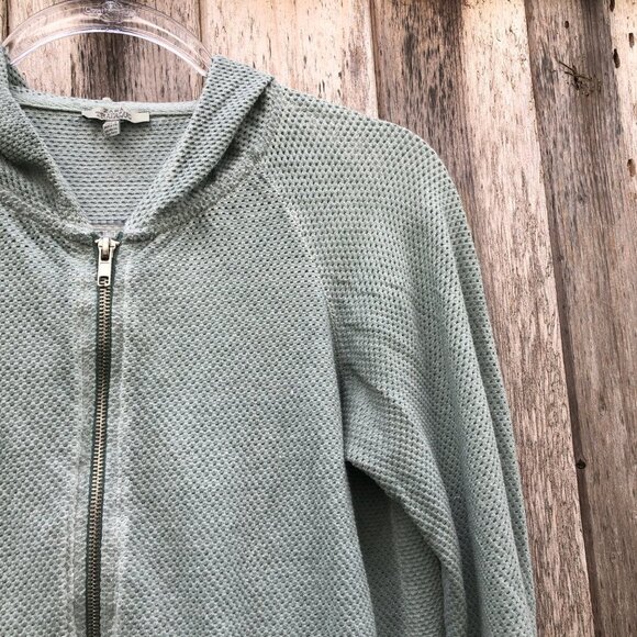 Zara Trafaluc Cotton Blend Mesh Sea Foam Zip Up Hoodie Small - Picture 3 of 6
